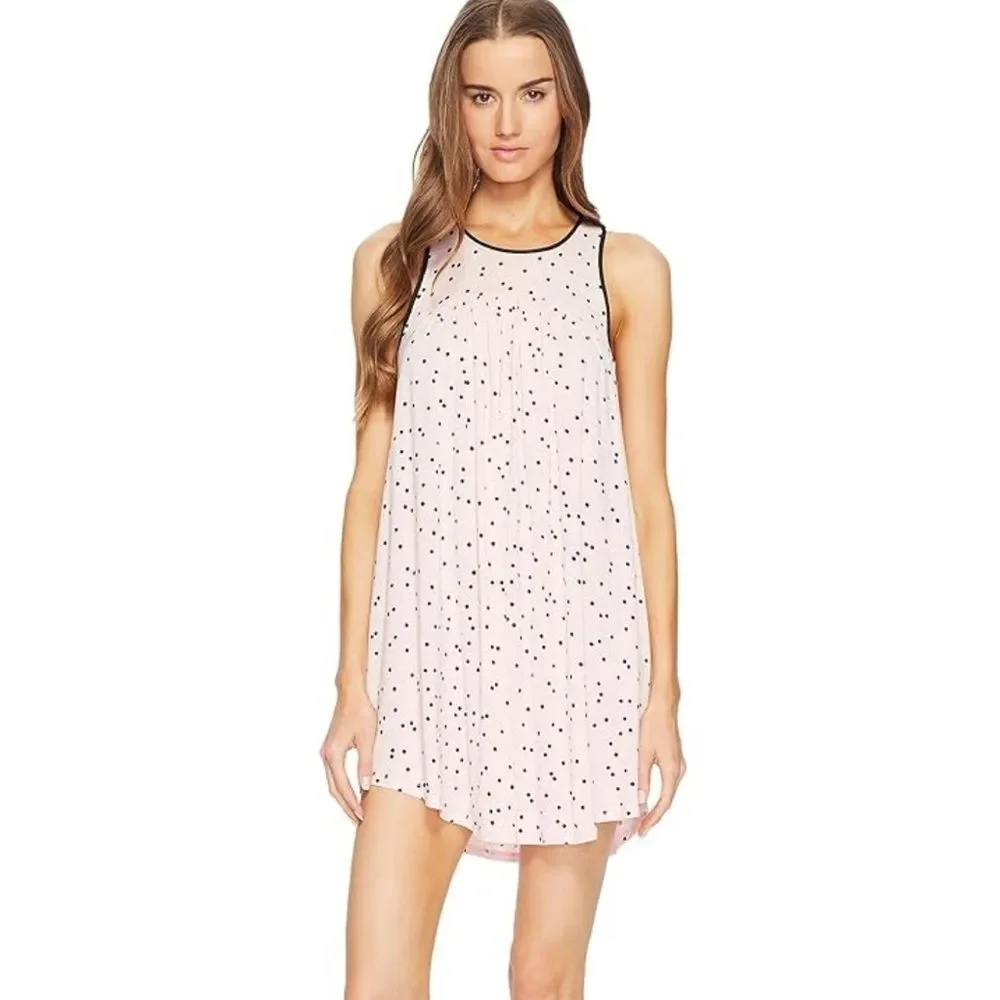 NWT Kate Spade New York Dot-Print Jersey Knit Chemise Pink/ Black Size 1X